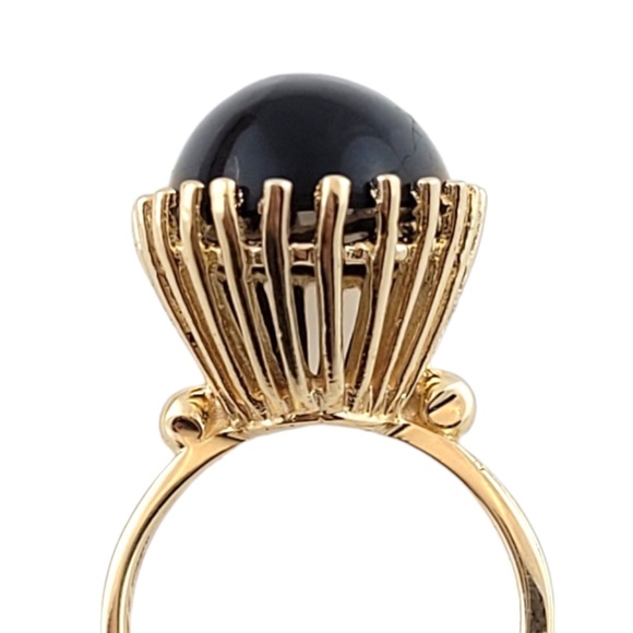 14K Yellow Gold Onyx Ring Size 6.25 #16163 - Picture 3 of 7